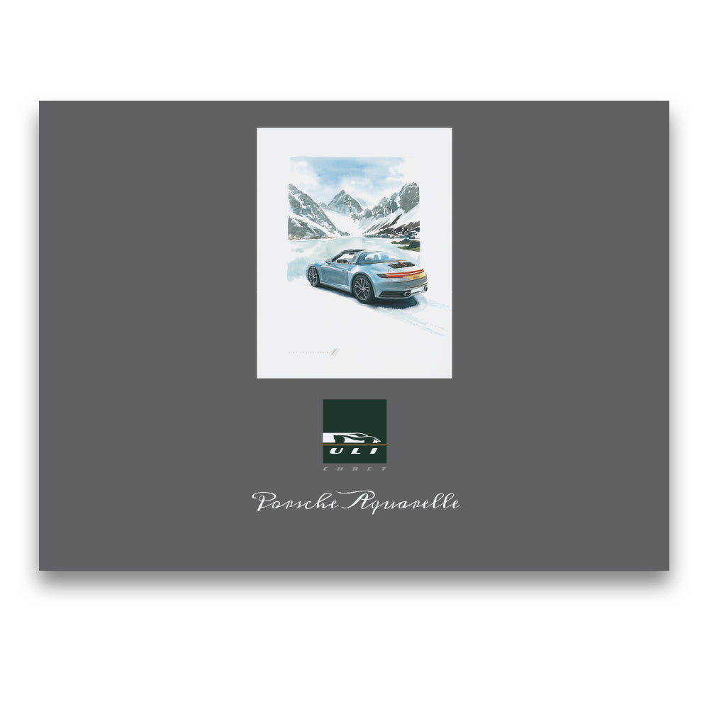 Catalogue avec des aquarelles de Uli Ehret - voitures Porsche